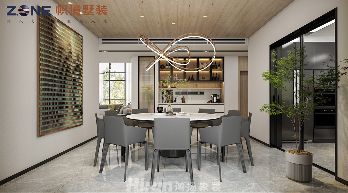 瀏陽自建別墅450㎡雅致現(xiàn)代別墅 裝修案例效果圖-4