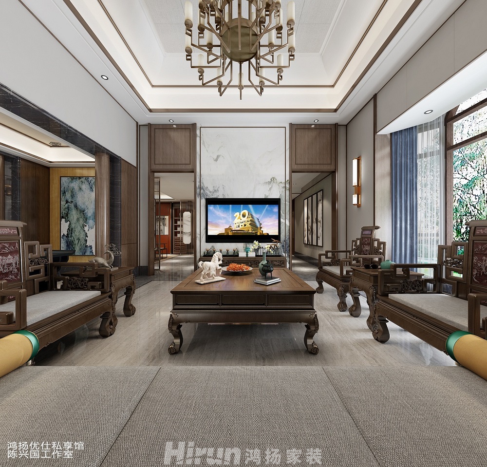 金澤園500㎡復(fù)合寫(xiě)意別墅 裝修案例效果圖-3
