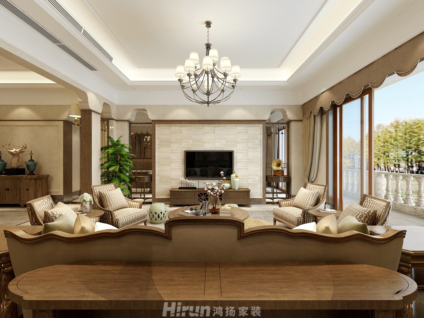 金澤園500㎡輕歐簡(jiǎn)美別墅 裝修案例效果圖-2