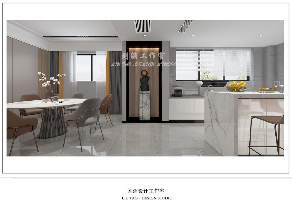 青龍灣中央小鎮(zhèn)360㎡雅致現(xiàn)代別墅 裝修案例效果圖-1