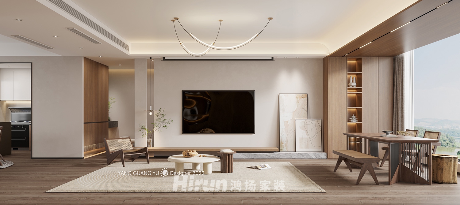 廣澤上苑210㎡復(fù)合寫(xiě)意大平層 裝修案例效果圖-2