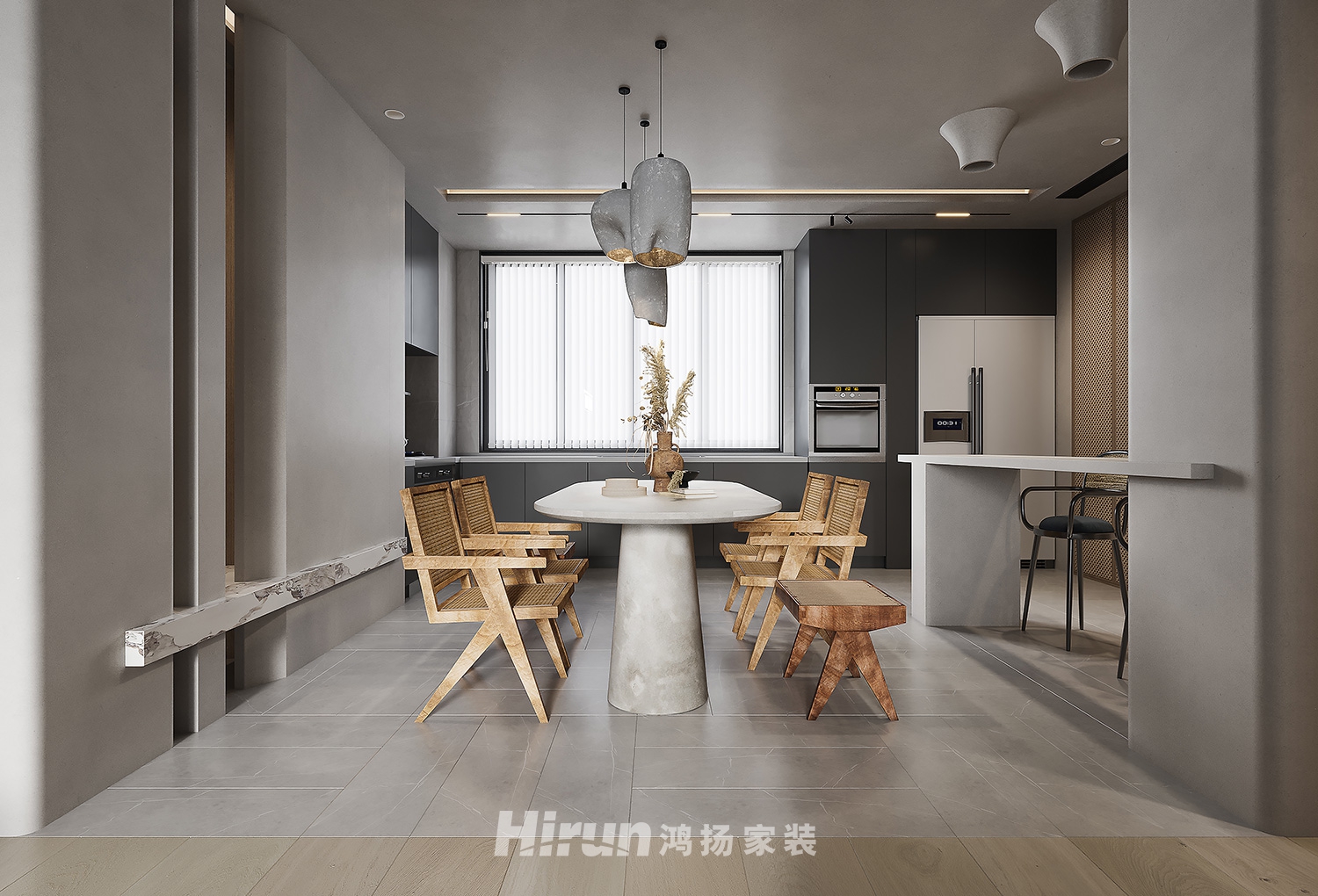 濱江御苑-簡(jiǎn).舍130㎡復(fù)古風(fēng)潮三居室 裝修案例效果圖-2