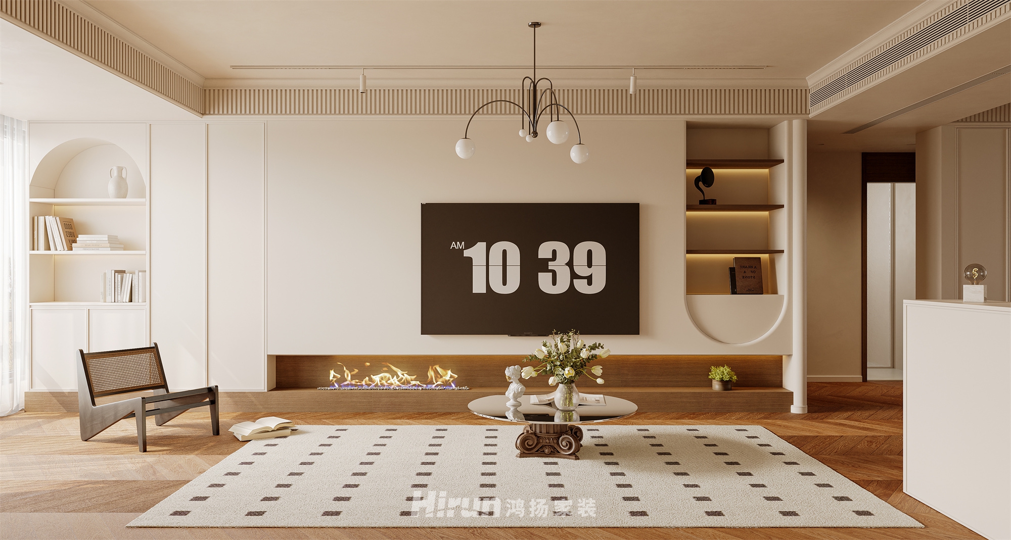 建發(fā)玖洲和璽113㎡復(fù)古風(fēng)潮三居室 裝修案例效果圖-2