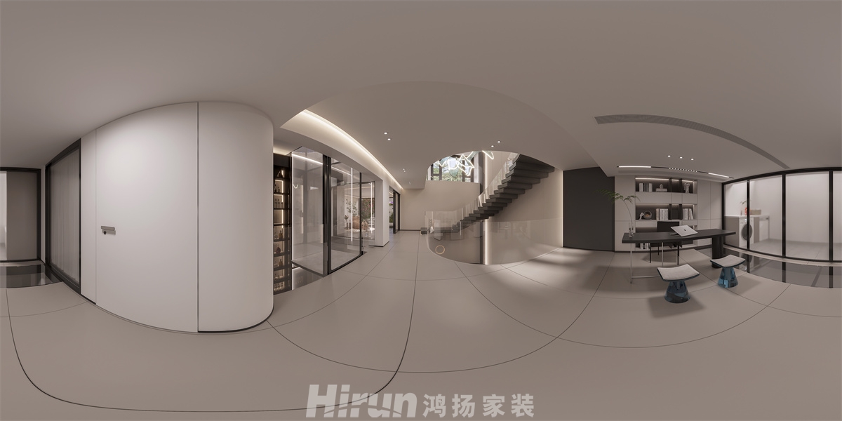 溪山悅400㎡極簡(jiǎn)侘寂疊墅 裝修案例效果圖-2