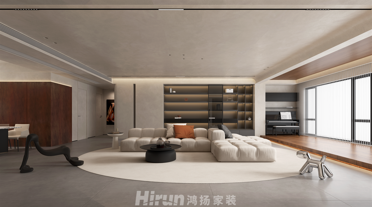 麓云國(guó)際240㎡極簡(jiǎn)侘寂大平層 裝修案例效果圖-2