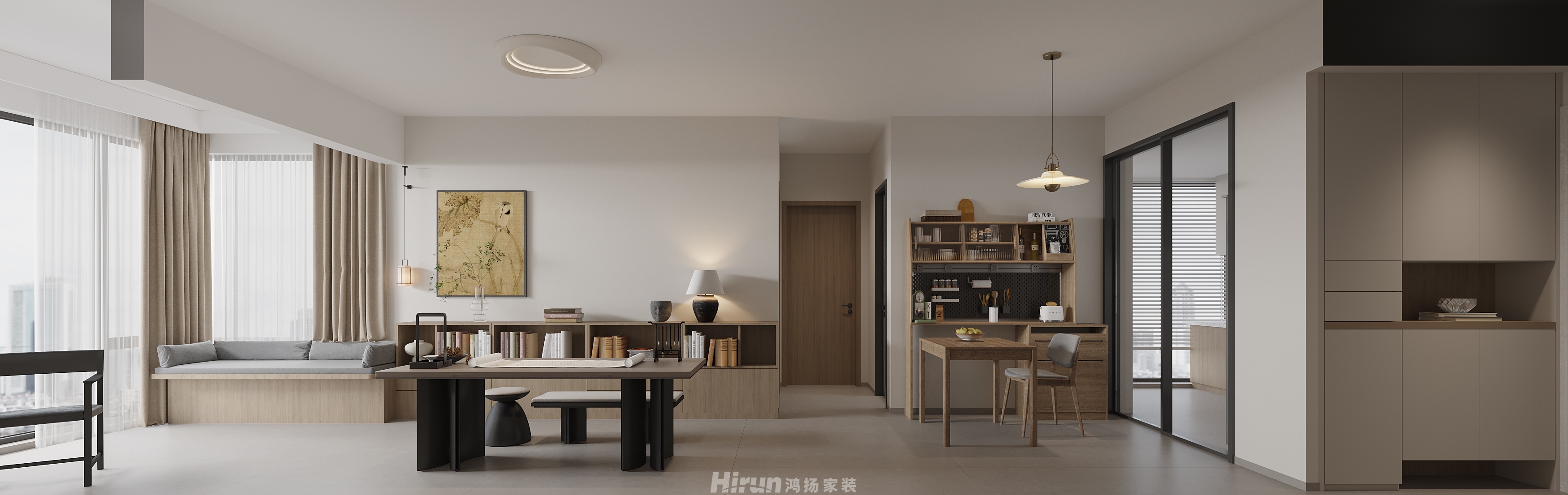 長(zhǎng)湖峰境127㎡雅致現(xiàn)代三居室 裝修案例效果圖-1