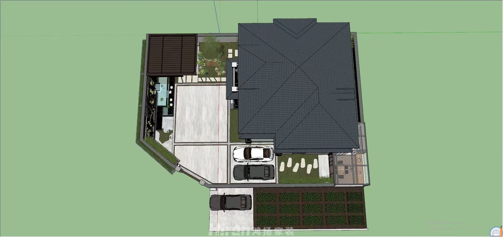 瀏陽自建別墅800㎡寫意木構(gòu)別墅 裝修案例效果圖-1