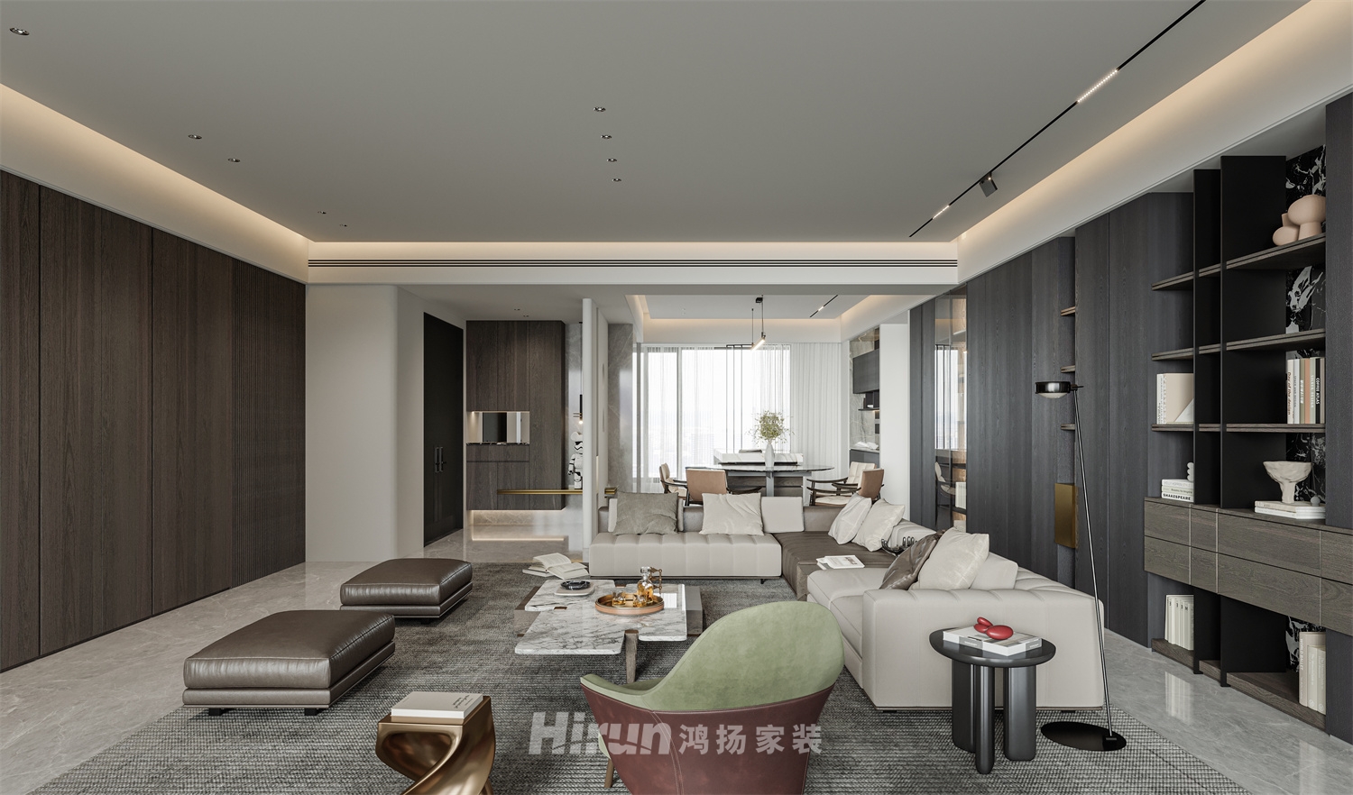 萬(wàn)科臻灣匯208㎡雅致現(xiàn)代大平層 裝修案例效果圖-6
