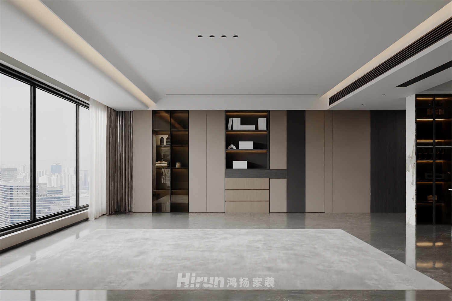 華潤(rùn)潤(rùn)樾府180㎡新裝飾主義四居室 裝修案例效果圖-3