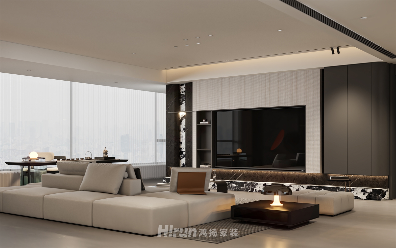 中建鈺山湖208㎡雅致現(xiàn)代大平層 裝修案例效果圖-3